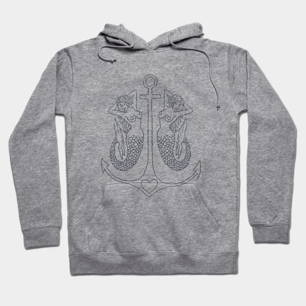 Anchor Mermaids (On Light) Hoodie by Goldquills